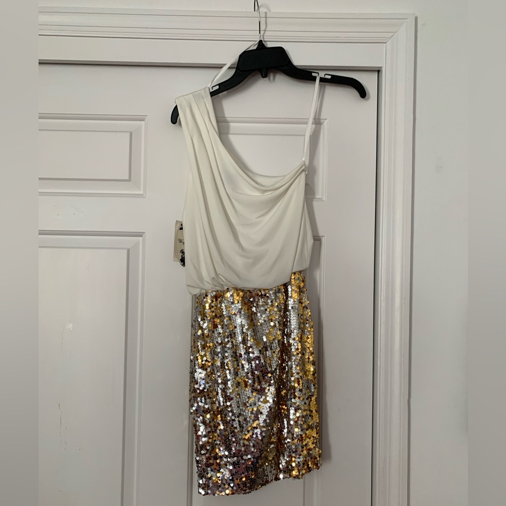 One shoulder sequin party dress